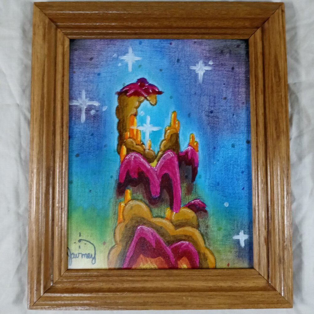 NEW Original Handmade Painting Astronomy "Eagle Nebula" Signed in Wooden Framed
